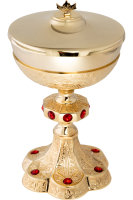 Ciborium mit Steinen vergoldet H 25 cm