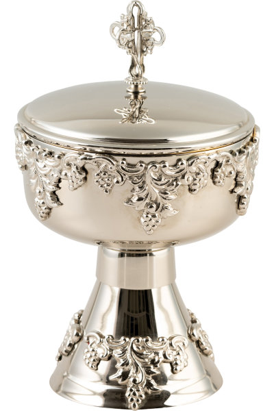 Ciborium vernickelt, innen vergoldet H 20 cm