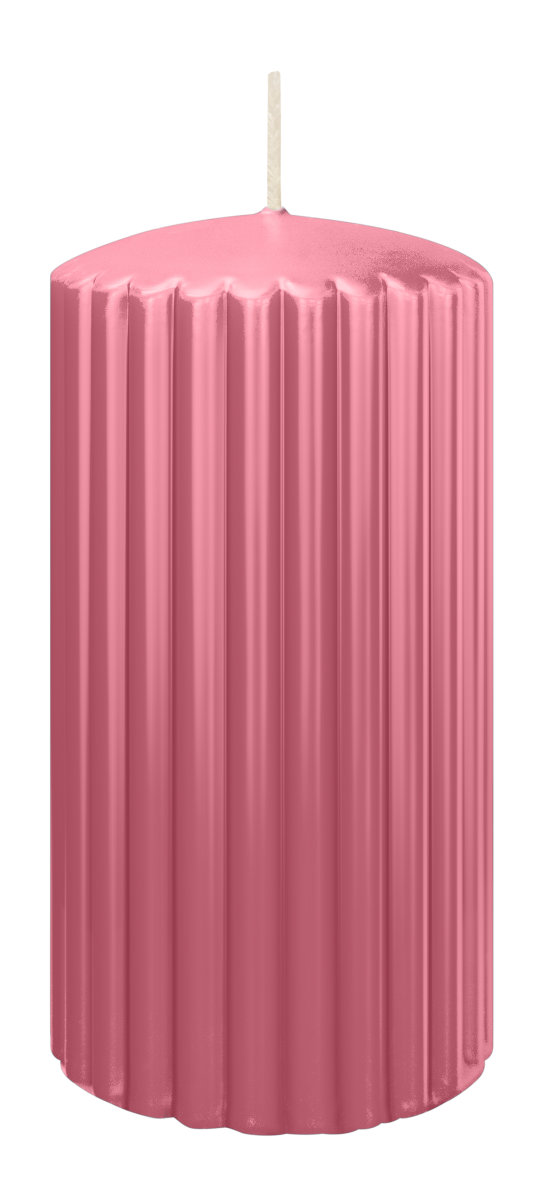 Rillen Kerzen Rosa 150 x Ø 80 mm, 4 Stück günstig im KerzenEshop Onli