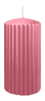 Rillen Kerzen Rosa 150 x Ø 80 mm, 4 Stück