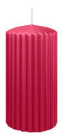 Rillen Kerzen Magenta 150 x Ø 80 mm, 4 Stück