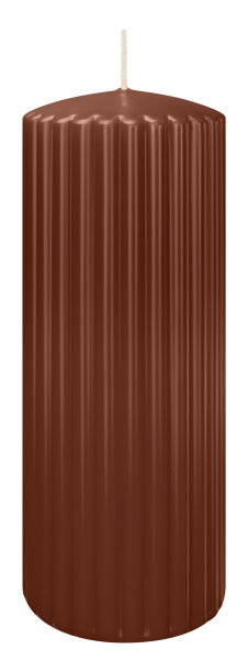 Rillen Kerzen Kastanie 200 x Ø 80 mm, 4 Stück