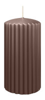 Rillen Kerzen Taupe 150 x Ø 80 mm, 4 Stück