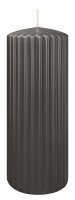 Rillen Kerzen Grau 200 x Ø 80 mm, 4 Stück