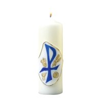 Marienkerze "Plakette mit PX, Symbole...