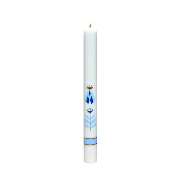 Marienkerze "Marienzeichen, Blume" Elfenbein 600 x Ø 60 mm, 1 Stück