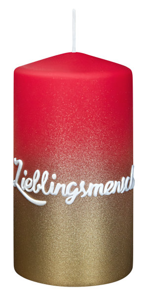 Spruchkerze "Lieblingsmensch" Altrot 130 x Ø 68 mm, 1 Stück