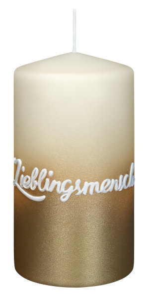 Spruchkerze "Lieblingsmensch" Bisquit 130 x Ø 68 mm, 1 Stück
