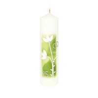 Silberhochzeitskerze " Weiße Blüten auf...