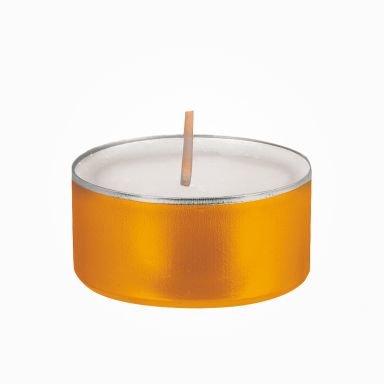 Opferlichte Weiß mit Bernstein-Alu-Hülle 17 x Ø 43 mm, 500 Stück